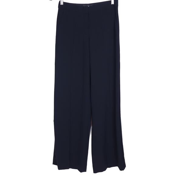 TEN Aritzia Estela Pleated Crepe Pant Black Mid Rise Wide Leg Unlined Women's 0 - Picture 3 of 12